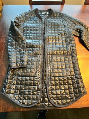 Athleta Black Quilted Bomber-Style Jacket